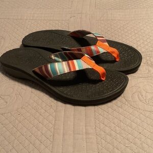 Clark’s Colorful Striped Flip Flops